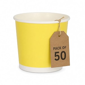 paper disposable teacoffee cups set of 50 pcs 200 ml - yellow
