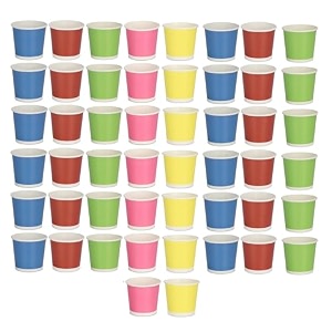 ekysa basics paper disposable teacoffee cups  150 ml eco-friendly leak-resistant ideal for hot drinks multicolor design pack of 50