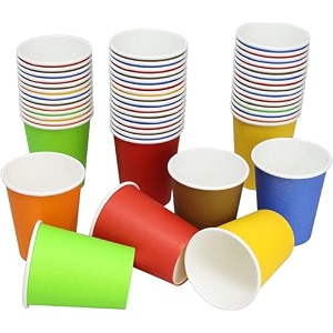 ekysa basics paper disposable teacoffee cups  200 ml eco-friendly leak-resistant for hot beverages multicolor design pack of 50