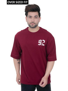 E-MAX Typography Men Round Neck Maroon T-Shirt