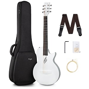 enya nova go carbon fiber acoustic guitar 12 size beginner adult travel acustica guitarra wstarter bundle kit of colorful packaging acoustic guitar strap gig bag cleaning cloth stringwhite