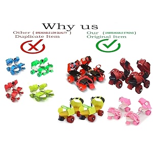 e royal shop new roller skates for kids age group 4-15 years adjustable inline skating shoes red and blue colour