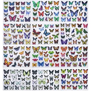 multi colored butterfly stickers charts set of 3 charts for school projects decoration hobbies scrapbooking polyvinyl chloride