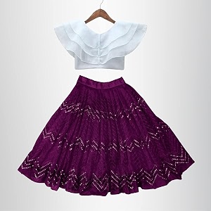 E-SQARE Kids Girls Georgette Silk Digital Printed