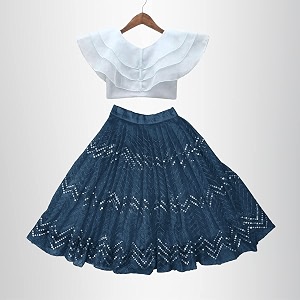 E-SQARE Kids Girls Georgette Silk Digital Printed