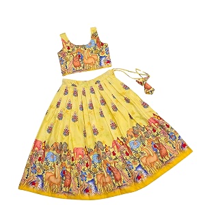 E-Sqare Kids Girls Multicolour Bandhani Print Lehenga