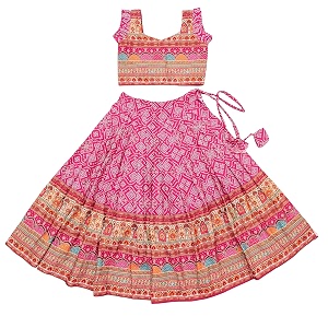 E-Sqare Kids Girls Multicolour Bandhani Print Lehenga