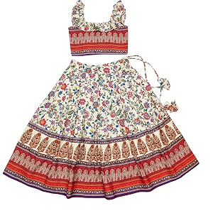 E-Sqare Kids Girls Multicolour Bandhani Print Lehenga