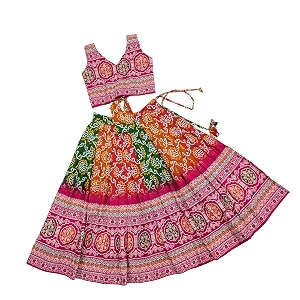 E-Sqare Kids Girls Multicolour Bandhani Print Lehenga