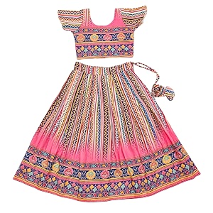 E-Sqare Kids Girls Multicolour Bandhani Print Lehenga
