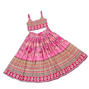E-Sqare Kids Girls Multicolour Bandhani Print Lehenga