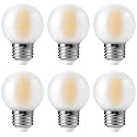 E26 G16 LED Globe Light Bulbs, Small Golf-Ball Size Round Bulb, 4W (40W Equivalent) 400 Lumens, 2700K Soft White, Dimmable, Frosted Glass, for Candelabra, Pendant, Sconce, Lamp, 6 Pack