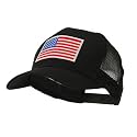 e4Hats.com 6 Panel Mesh American Flag White Patch Cap