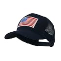 e4Hats.com 6 Panel Mesh American Flag White Patch Cap