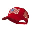 e4Hats.com 6 Panel Mesh American Flag White Patch Cap
