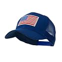 e4Hats.com 6 Panel Mesh American Flag White Patch Cap