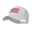 e4Hats.com 6 Panel Mesh American Flag White Patch Cap