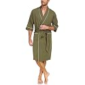 EA'S SECRET 100% Cotton Men's Lightweight Robe Summer Short Sleeve Bathrobe Soft Knee Length Robe with Pockets