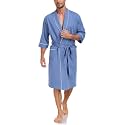 EA'S SECRET 100% Cotton Men's Lightweight Robe Summer Short Sleeve Bathrobe Soft Knee Length Robe with Pockets