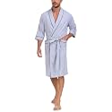 EA'S SECRET 100% Cotton Men's Lightweight Robe Summer Short Sleeve Bathrobe Soft Knee Length Robe with Pockets