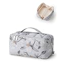EACHY Makeup Bag, Waterproof PU Leather Travel Toiletry Bag for Women, 180° Wide-Open Flat Cosmetic Bag, Large Capacity Makeup Pouch with Divider and Handle