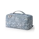 EACHY Makeup Bag, Waterproof PU Leather Travel Toiletry Bag for Women, 180° Wide-Open Flat Cosmetic Bag, Large Capacity Makeup Pouch with Divider and Handle