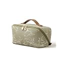 EACHY Travel Makeup Bag, Floral Cosmetic Bag for Women, Green, Medium