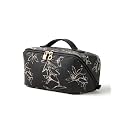 EACHY Travel Makeup Bag, Floral Cosmetic Bag for Women, Black, Medium