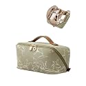 EACHY Travel Makeup Bag, Floral Cosmetic Bag for Women, Green, Large