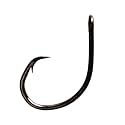 Eagle Claw L2004UH-11/0 Lazer Circle Sea Mid Wire Non Offset Hook, Platinum/Black Finish
