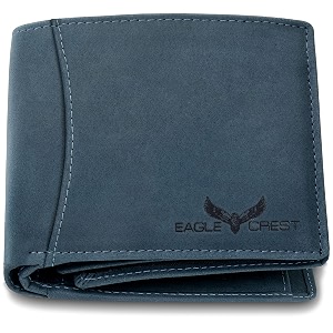 eagle crest nova vintage blue leather wallet for men