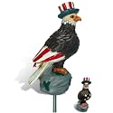 Eagle Flag Pole Topper, 11" Bald Eagle Flag Topper, Durable Resin Construction, Uncle Sam Eagle with Hat &amp; Hand-Painted Design for Showcasing Your Pride and Patriotism