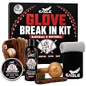 Eagle Glove Break in Kit - Glove Oil (8.45oz), Conditioner (3.38oz), Wrap, Mallet, Applicator & Cloth, 6-Pieces Set for Baseball Gloves, Softball Gloves