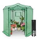 EAGLE PEAK 6.6x6.6 Easy Setup Pop Up Greenhouse, Hexagon, Clear/Green
