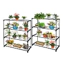 EAGLE PEAK Greenhouse Shelving Staging Double 4 Tier, Outdoor/Indoor Plant Shelves, 35"x12"x42", Green