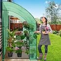 EAGLE PEAK 10' x 5’ x 7’ Outdoor Lean to Walk-in Greenhouse with Shelf, Gardening Wall Mounted Green House with Roll-up Zipper Entry Doors, Green