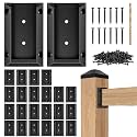 Eapele 24PCS Deck Railing Bracket Connectors for 2x4 Railing Wood Post, Railing Post Brackets with 144PCS Coated Iron Screws for Deck Rails Fence Handrail Wooden Stair Connection