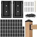 Eapele 50PCS Deck Railing Bracket Connectors for 2x4 Railing Wood Post, Railing Post Brackets with 300PCS Coated Iron Screws for Deck Rails Fence Handrail Wooden Stair Connection