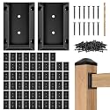 Eapele 60PCS Deck Railing Bracket Connectors for 2x4 Railing Wood Post, Railing Post Brackets with 360PCS Coated Iron Screws for Deck Rails Fence Handrail Wooden Stair Connection