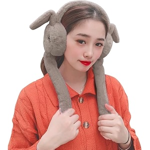 ear muffs for winter  moving rabbit ears cute bunny earmuffs for girls boys women  soft warm plush faux fur ear warmers for cold weather ideal for outdoor activity running cycling