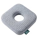 Ear Pillow with Ear Piercing for Side Sleeping, Ear Hole Memory Foam Donut Pillows for Ear Pain CNH Earring Pierced Pillow, Square, Gray