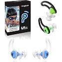 Ear Plugs for Swimming–2 Pairs Soft Silicone Reusable Waterproof Earplugs for Adults & Men Women, Custom Fit for Swimmers Ear, Pool, Beach, Snorkeling, Surfing, Kickboard Training(Blue&Green)