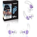 Ear Plugs for Swimming–2 Pairs Soft Silicone Reusable Waterproof Earplugs for Adults & Men Women, Custom Fit for Swimmers Ear, Pool, Beach, Snorkeling, Surfing, Kickboard Training(Purple)