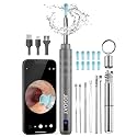 Ear Wax Removal, Ear Wax Removal Tool with 1080P HD Camera and 6 LED Lights, Ear Cleaner with 10 Ear Pick, Upgrade Ear Wax Removal Tool for iOS and Android, Deep Grey | Soft silicone ear scoops, IP67 waterproof lens, WiFi for