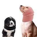 Ear Wraps for Dogs, Soft Dog Ear Muffs Dog Noise Cancelling Ear Muffs Breathable Dog Ear Cover Quiet Ears for Dogs Cats Neck and Ear Warmer (Pink & Black, L)