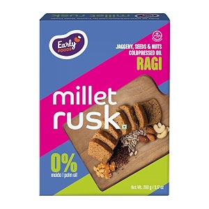 early foods - ragi rusk  millet toast rusk sugar free  no maidarusk  rusks for kids  millet toast biscuit 260g