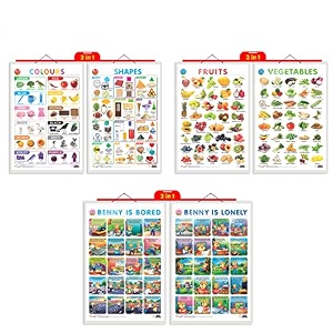 early learning educational charts for kids2 in 1 colours and shapes2 in 1 fruits and vegetables 2 in 1 benny is bored and benny is lonely