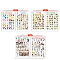 Early Learning Educational Charts for Kids(2 in 1 Colours and Shapes/2 in 1 Fruits and Vegetables) (2 in 1 Good Habits and Action Words)