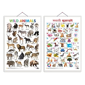 early learning educational charts for kids wild animals wild animals and marathi varnamala