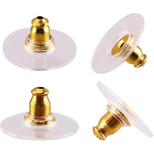 earring back stopper 200 pcs  secure metal earring backs with rubber grip for studs amp heavy earrings  non-slip replacement earring stoppers gold